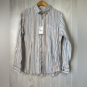 Ben Sherman Classic Fit Ivory Stripe Button Down Shirt NWT L